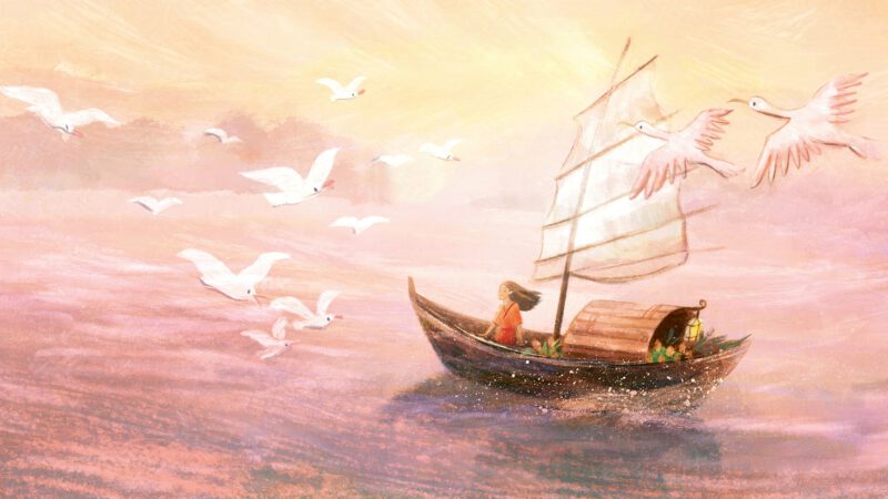 Illustration by Pyhai from the picture book 'Kind van de rivier', published by Uitgeverij Samsara.